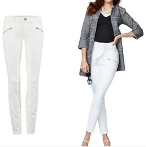 Cabi White Curvy Skinny Jeans Womens Sz 2 Summer Spring Moto Zippers  EUC